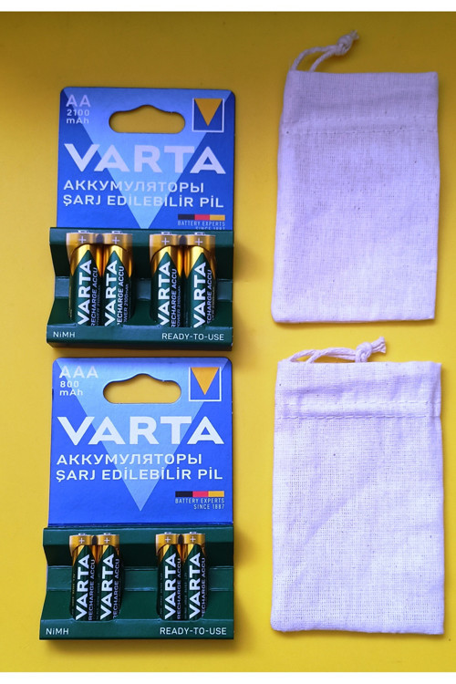 Şarj Edilebilir 4 Adet 2100Mah Aa Kalem +4 Adet 800Mah İnce Pil+Pil Saklama Kese
