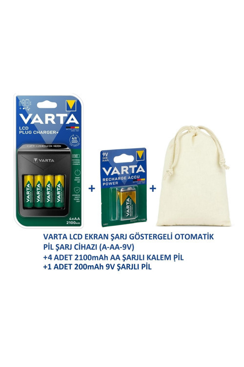 Lcd Plug+ Plus Şarj Cihazı + 4*2100 Mah Aa Şarjlı Pil+1X9V Şarjlı Pil+Saklama Çantası