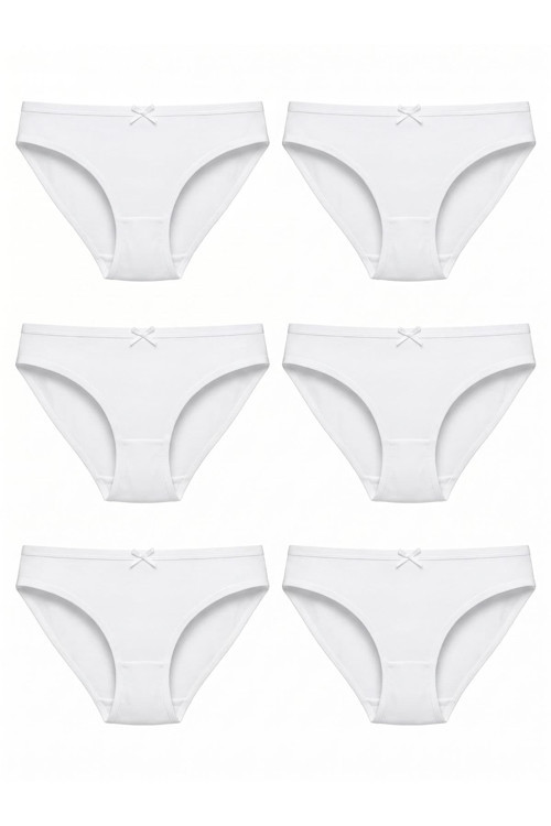 6'lı Tutku Kadın Pamuklu Fiyonklu İnce Bel Bikini Külot Seti