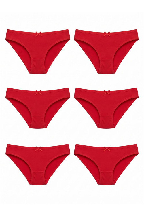6'lı Tutku Kadın Pamuklu Fiyonklu İnce Bel Bikini Külot Seti