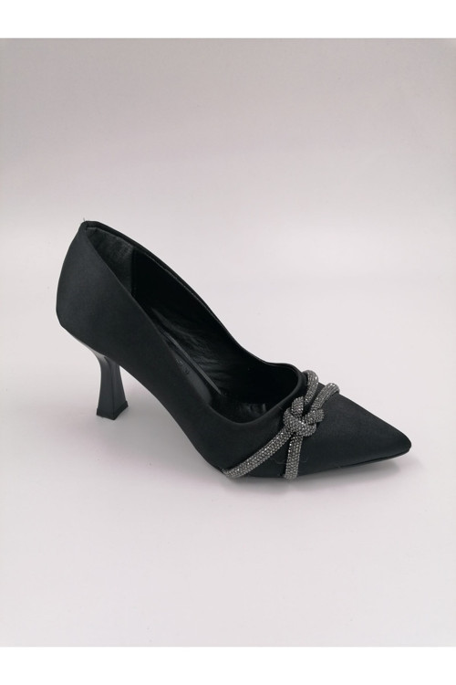 Tiemo Siyah Saten Stiletto