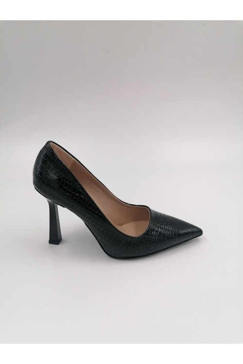 Plexi Siyah Renk Rugan Kroko Stiletto
