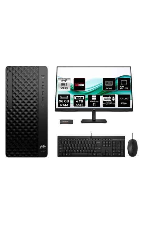 Prodesk 2 Tower G1İ İ5 14500 96Gb 4Tb Ssd Rx550/4Gb W11H Masaüstü Bilgisayar + 27" Monitör