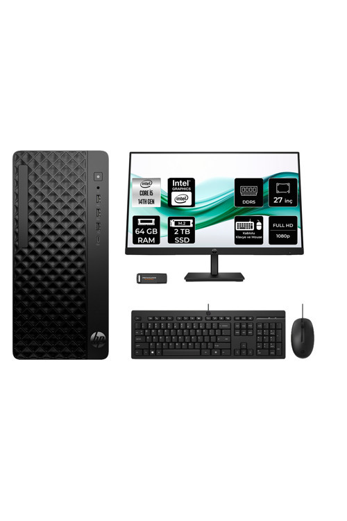 Prodesk 2 Tower G1İ İ5 14500 64Gb 2Tb Ssd Fdos Masaüstü Bilgisayar + 27" Monitör