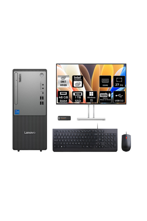 Thinkcentre Neo 50T G5 İ7 14700 48Gb 1Tb Ssd W11P Masaüstü Bilgisayar + 27" Monitör