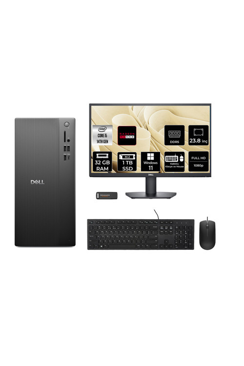 Tower Ect1250 İ5 14400 32Gb 1Tb Ssd Rx550/4Gb W11P Masaüstü Bilgisayar + 23.8" Monitör