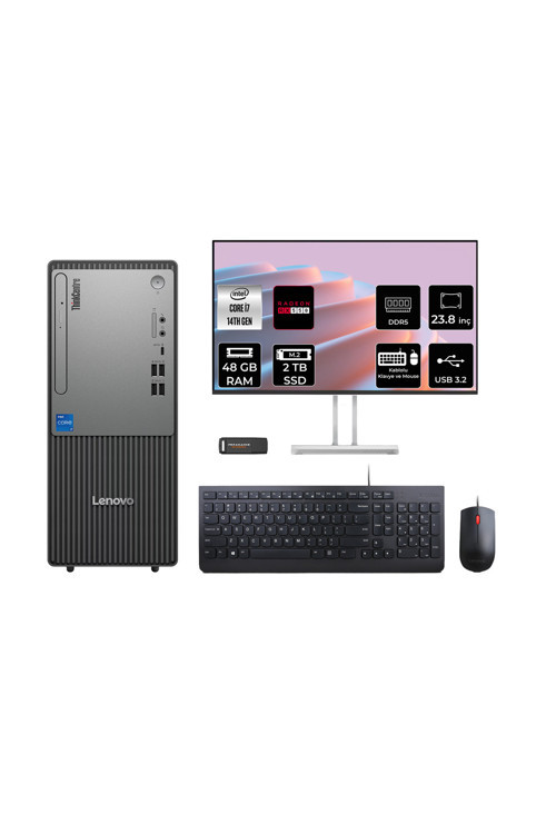 Thinkcentre Neo 50T G5 İ7 14700 48Gb 2Tb Ssd Rx550/4Gb Fdos Masaüstü Bilgisayar + 23.8"