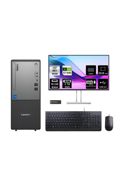 Thinkcentre Neo 50T G5 İ7 13700 16Gb 2Tb Ssd Gt1030/4Gb Fdos Masaüstü Bilgisayar + 23.8"