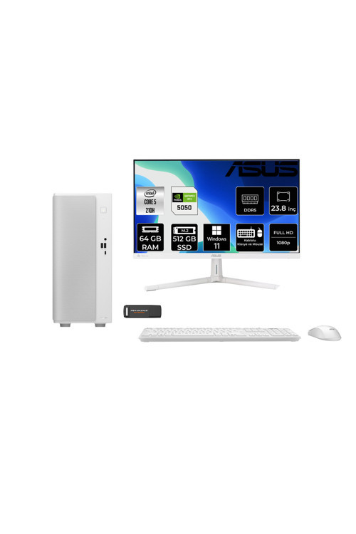 V500 Mini V501Mv Core 5 210H 64Gb 512Gb Ssd Rtx5050/8Gb W11H Masaüstü Pc + 23.8" Monitör
