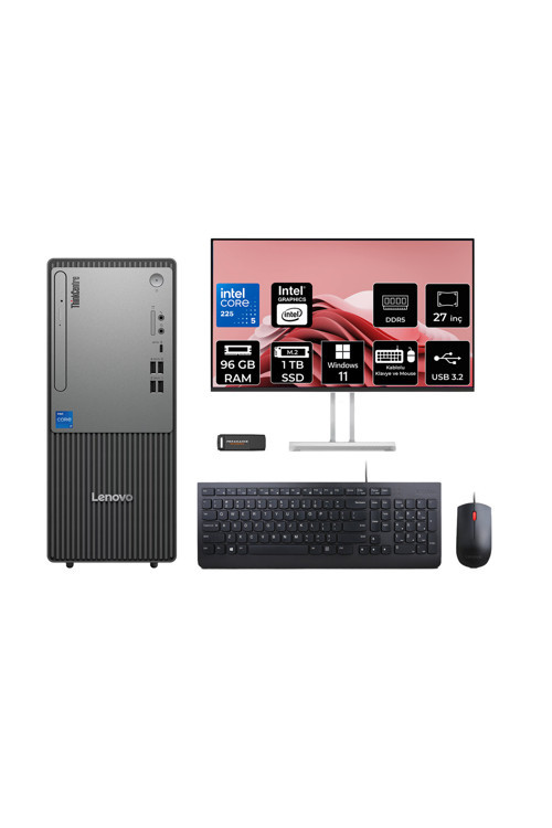 Thinkcentre Neo 50T G6 Ultra 5 225 96Gb 1Tb Ssd W11H Masaüstü Bilgisayar + 27" Monitör