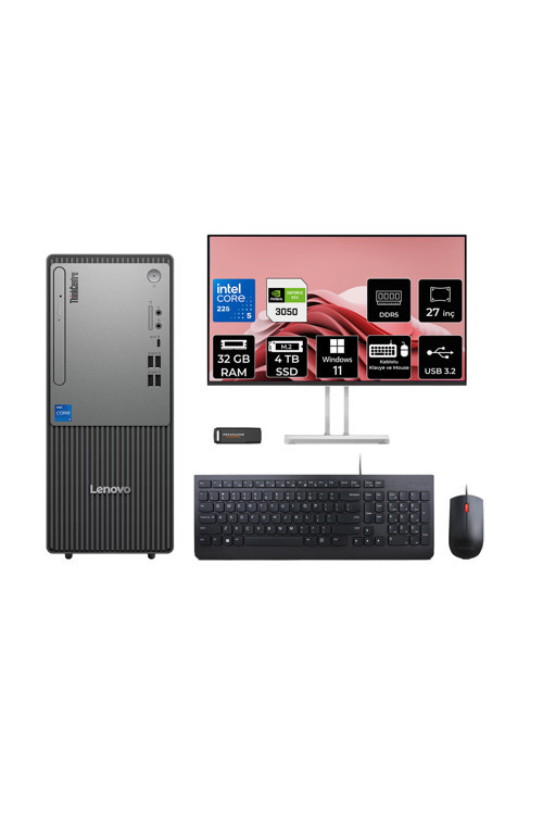 Thinkcentre Neo 50T G6 Ultra 5 225 32Gb 4Tb Ssd Rtx3050/6Gb W11P Masaüstü Bilgisayar + 27"