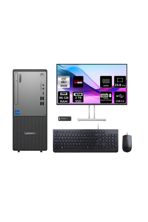 Thinkcentre Neo 50T G5 İ7 13700 96Gb 2Tb Ssd Rx550/4Gb Fdos Masaüstü Bilgisayar + 23.8"