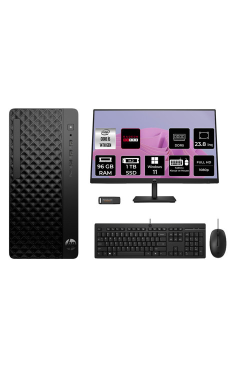 Prodesk 2 Tower G1İ İ5 14500 96Gb 1Tb Ssd Rx550/4Gb W11P Masaüstü Bilgisayar + 23.8" Monitör