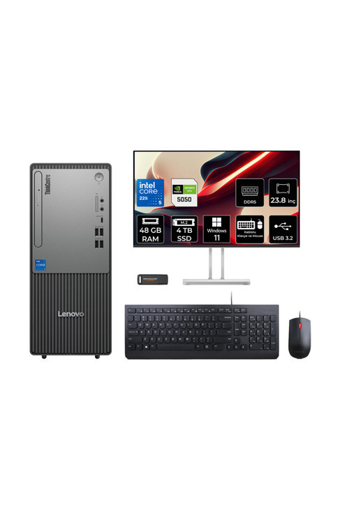 Thinkcentre Neo 50T G6 Ultra 5 225 48Gb 4Tb Ssd Rtx5050/8Gb W11P Masaüstü Bilgisayar + 23.8"