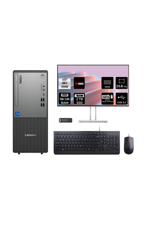 Thinkcentre Neo 50T G5 İ7 14700 96Gb 2Tb Ssd Rx550/4Gb Fdos Masaüstü Bilgisayar + 23.8"