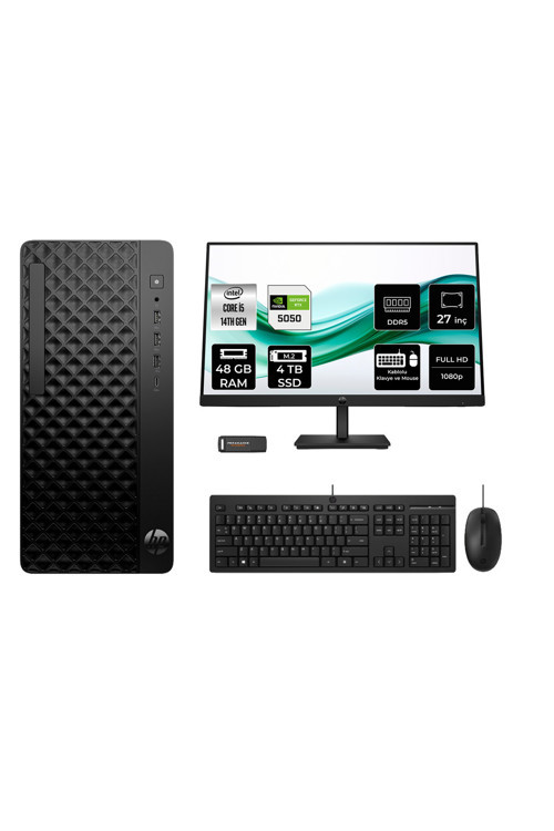 Prodesk 2 Tower G1İ İ5 14500 48Gb 4Tb Ssd Rtx5050/8Gb Fdos Masaüstü Bilgisayar + 27" Monitör