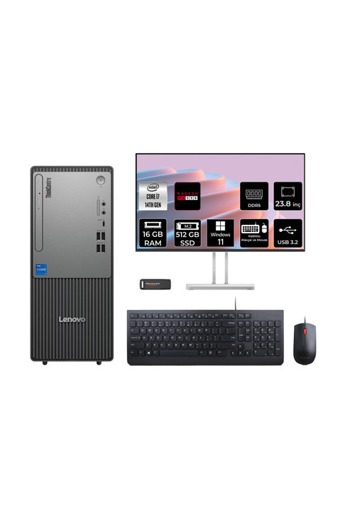 Thinkcentre Neo 50T G5 İ7 14700 16Gb 512Gb Ssd Rx550/4Gb W11H Masaüstü Bilgisayar + 23.8"