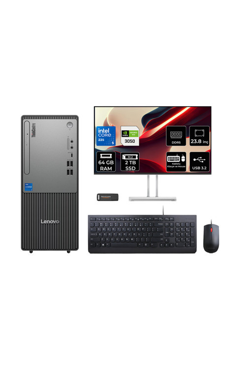 Thinkcentre Neo 50T G6 Ultra 5 225 64Gb 2Tb Ssd Rtx3050/6Gb Fdos Masaüstü Bilgisayar + 23.8"