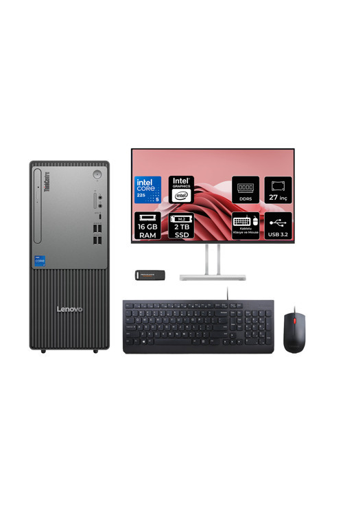 Thinkcentre Neo 50T G6 Ultra 5 225 16Gb 2Tb Ssd Fdos Masaüstü Bilgisayar + 27" Monitör