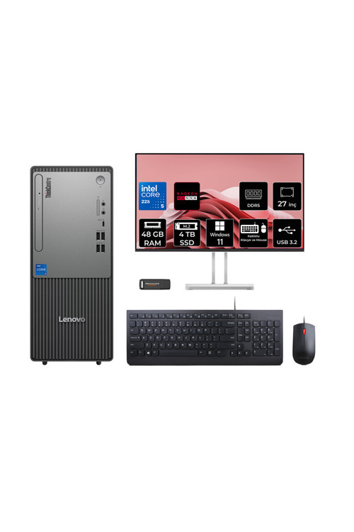 Thinkcentre Neo 50T G6 Ultra 5 225 48Gb 4Tb Ssd Rx550/4Gb W11H Masaüstü Bilgisayar + 27"