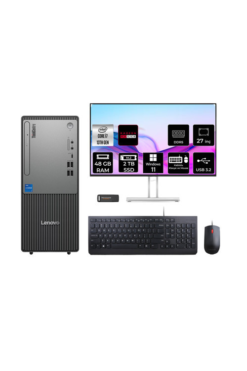Thinkcentre Neo 50T G5 İ7 13700 48Gb 2Tb Ssd Rx550/4Gb W11H Masaüstü Bilgisayar + 27"