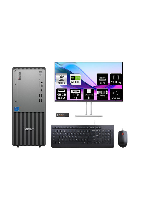 Thinkcentre Neo 50T G5 İ7 13700 48Gb 4Tb Ssd Gt1030/4Gb W11H Masaüstü Bilgisayar + 23.8"