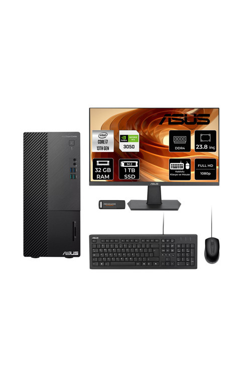 Expertcenter D500Me İ7 13700 32Gb 1Tb Ssd Rtx3050/6Gb Fdos Masaüstü Bilgisayar + 23.8" Monitör