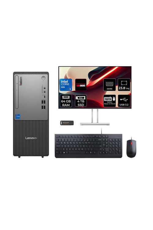 Thinkcentre Neo 50T G6 Ultra 5 225 64Gb 4Tb Ssd Rx550/4Gb Fdos Masaüstü Bilgisayar + 23.8"