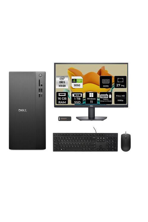 Tower Ect1250 İ5 14400 16Gb 1Tb Ssd Rtx3050/6Gb W11H Masaüstü Bilgisayar + 27" Monitör