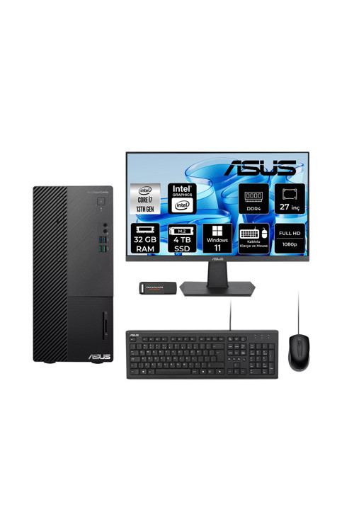 Expertcenter D500Me İ7 13700 32Gb 4Tb Ssd W11H Masaüstü Bilgisayar + 27" Monitör