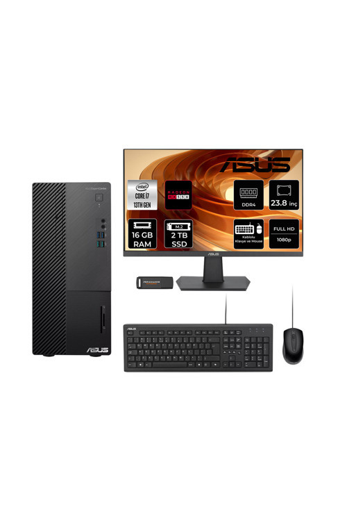 Expertcenter D500Me İ7 13700 16Gb 2Tb Ssd Rx550/4Gb Fdos Masaüstü Bilgisayar + 23.8" Monitör