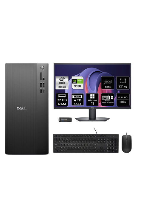 Pro Tower Ect1250 İ7 14700 32Gb 4Tb Ssd Rtx3050/6Gb W11H Masaüstü Bilgisayar + 27" Monitör