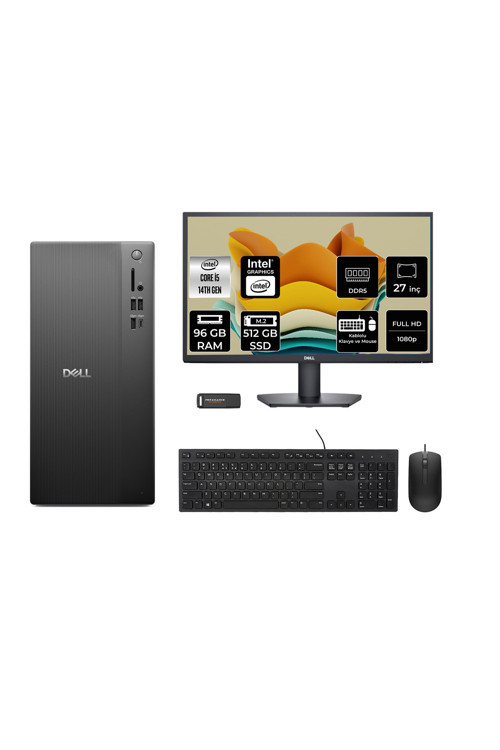 Tower Ect1250 İ5 14400 96Gb 512Gb Ssd Fdos Masaüstü Bilgisayar + 27" Monitör