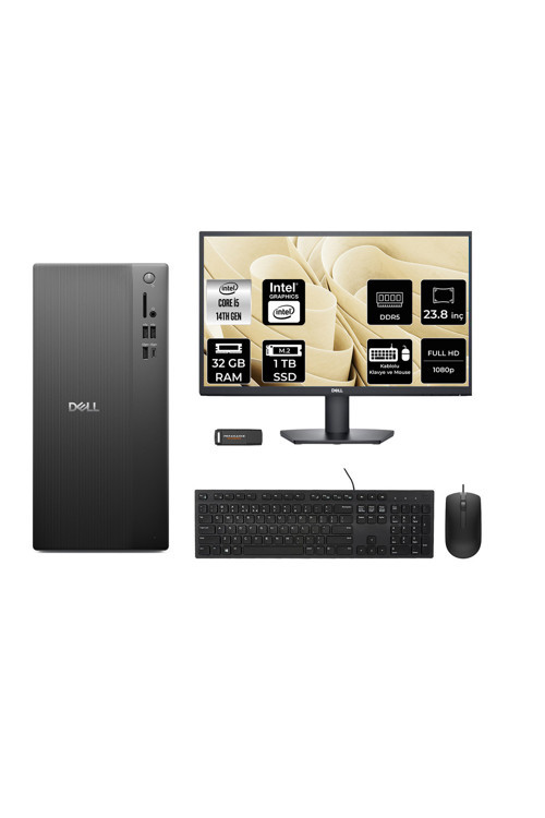 Tower Ect1250 İ5 14400 32Gb 1Tb Ssd Fdos Masaüstü Bilgisayar + 23.8" Monitör
