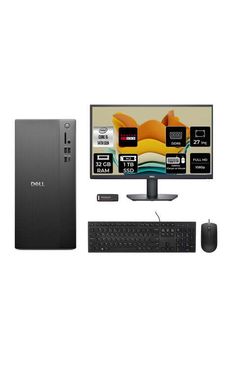 Tower Ect1250 İ5 14400 32Gb 1Tb Ssd Rx550/4Gb Fdos Masaüstü Bilgisayar + 27" Monitör