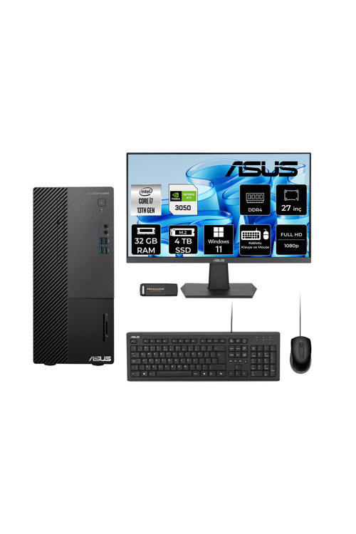 Expertcenter D500Me İ7 13700 32Gb 4Tb Ssd Rtx3050/6Gb W11P Masaüstü Bilgisayar + 27" Monitör