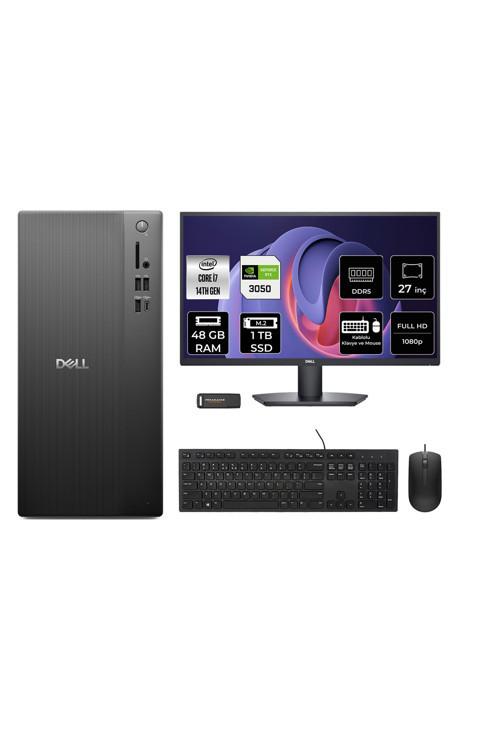Pro Tower Ect1250 İ7 14700 48Gb 1Tb Ssd Rtx3050/6Gb Fdos Masaüstü Bilgisayar + 27" Monitör