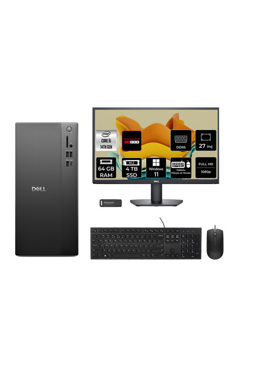 Tower Ect1250 İ5 14400 64Gb 4Tb Ssd Rx550/4Gb W11P Masaüstü Bilgisayar + 27" Monitör
