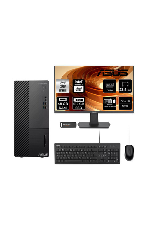 Expertcenter D500Me İ7 13700 48Gb 512Gb Ssd Fdos Masaüstü Bilgisayar + 23.8" Monitör