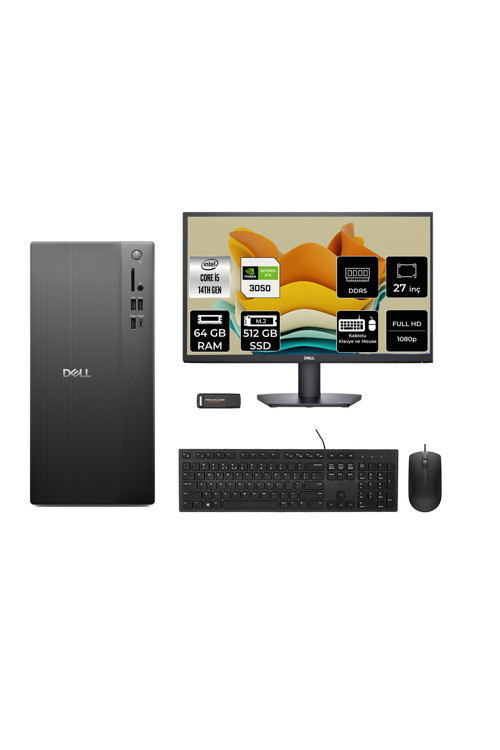 Tower Ect1250 İ5 14400 64Gb 512Gb Ssd Rtx3050/6Gb Fdos Masaüstü Bilgisayar + 27" Monitör
