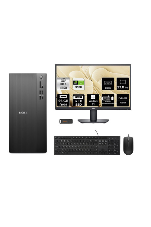 Tower Ect1250 İ5 14400 96Gb 4Tb Ssd Rtx3050/6Gb W11H Masaüstü Bilgisayar + 23.8" Monitör