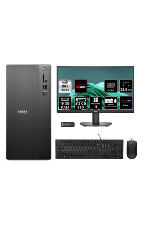 Pro Tower Ect1250 İ7 14700 16Gb 512Gb Ssd Rx550/4Gb W11P Masaüstü Bilgisayar + 23.8" Monitör
