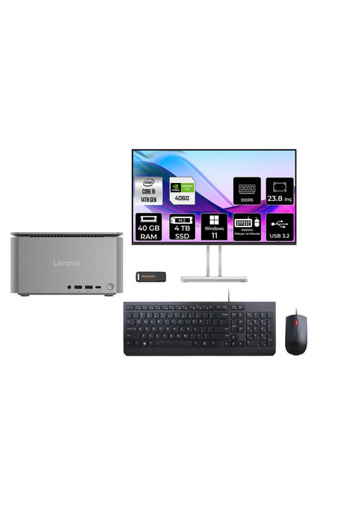 Thinkcentre Neo İ9 14900 40Gb 4Tb Ssd Rtx4060/8Gb 23.8" Fhd W11H Mini Masaüstü Bilgisayar