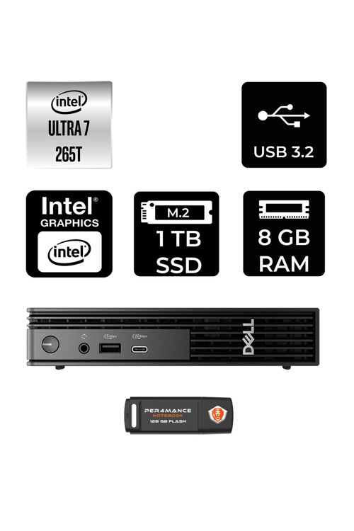 Pro Micro Qcm1250 Ultra 7 265T 8Gb 1Tb Ssd Fdos Mini Masaüstü Bilgisayar