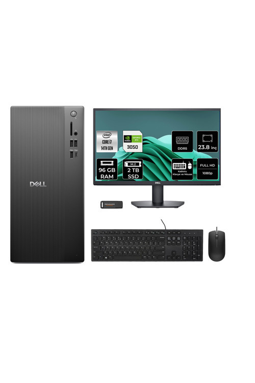 Pro Tower Ect1250 İ7 14700 96Gb 2Tb Ssd Rtx3050/6Gb Fdos Masaüstü Bilgisayar + 23.8" Monitör