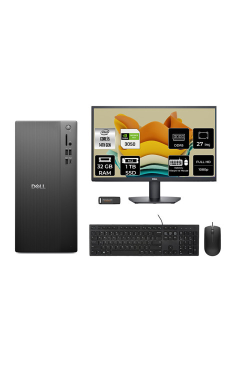 Tower Ect1250 İ5 14400 32Gb 1Tb Ssd Rtx3050/6Gb Fdos Masaüstü Bilgisayar + 27" Monitör