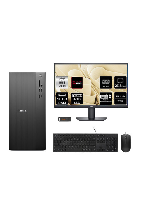 Tower Ect1250 İ5 14400 96Gb 4Tb Ssd Rx550/4Gb Fdos Masaüstü Bilgisayar + 23.8" Monitör