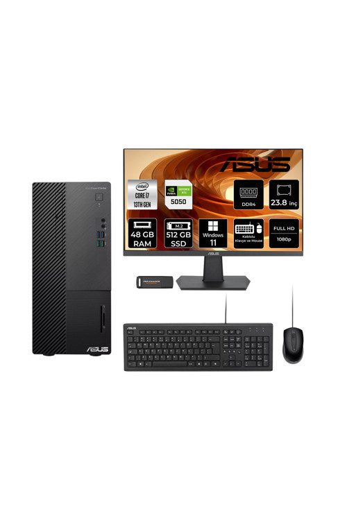 Expertcenter D500Me İ7 13700 48Gb 512Gb Ssd Rtx5050/8Gb W11P Masaüstü Pc + 23.8" Monitör