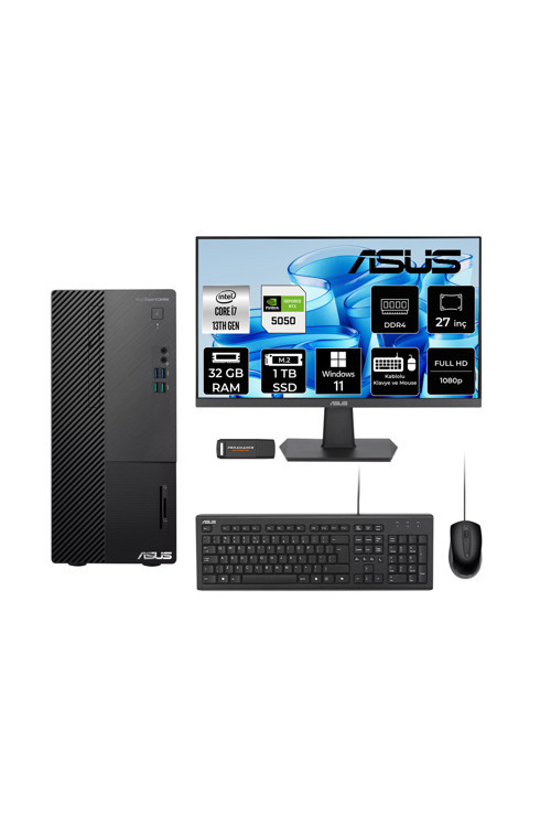 Expertcenter D500Me İ7 13700 32Gb 1Tb Ssd Rtx5050/8Gb W11H Masaüstü Bilgisayar + 27" Monitör