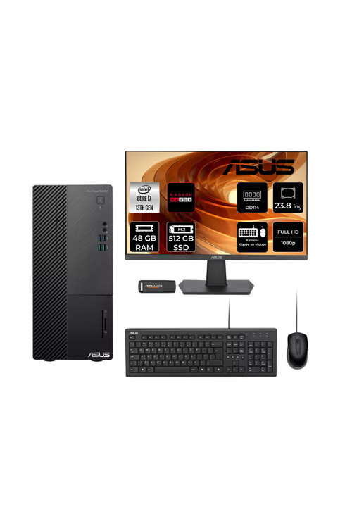 Expertcenter D500Me İ7 13700 48Gb 512Gb Ssd Rx550/4Gb Fdos Masaüstü Bilgisayar + 23.8" Monitör
